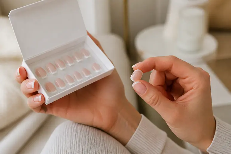 Application de faux ongles French courts, une solution pratique pour le style french ongle court.