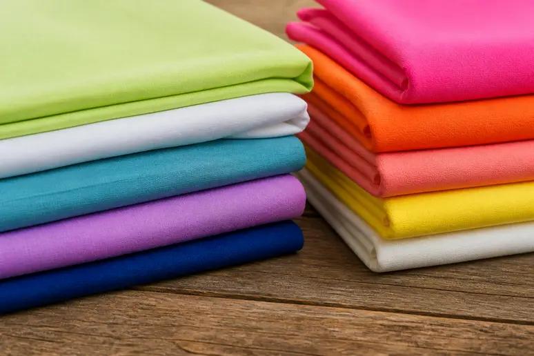 Échantillons de tissus légers et colorés pour la confection d'une tenue espagnole femme estivale.