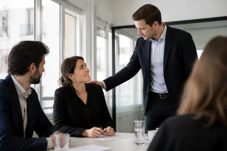Perception du toucher de l'épaule au travail, le contexte social influençant la signification.