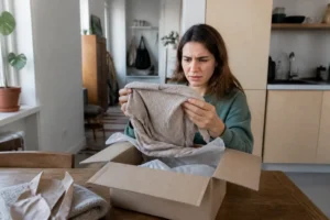 Une cliente déçoit par sa commande en découvrant les sites de vêtements à éviter